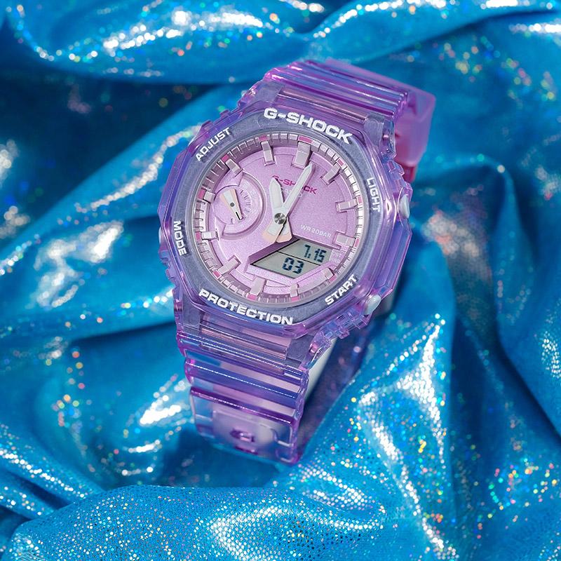 Casio G-SHOCK Серия Ice Tough Восьмиугольный Циферблат Прозрачный Водонепроницаемые и Ударопрочные Спортивные Часы Кварцевый Механизм Ремешок из Смолы Японские GMA-S2100SK-4APR