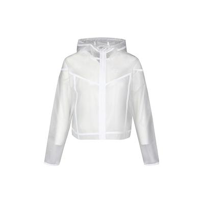 Спортивная куртка Windrunner полупрозрачная однотонная с длинным рукавом и капюшоном на молнии унисекс верхняя одежда белого цвета CU6579-975