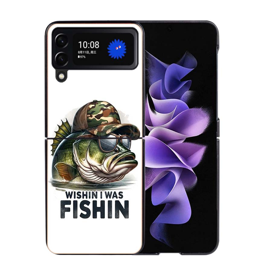 Enjoy a Day of Fishing Pleasure Phone Case For Samsung Z Flip 7 6 5G Galaxy Z Flip4 Z Flip5 Z Flip3 Coque Black Hard PC Shell Pr