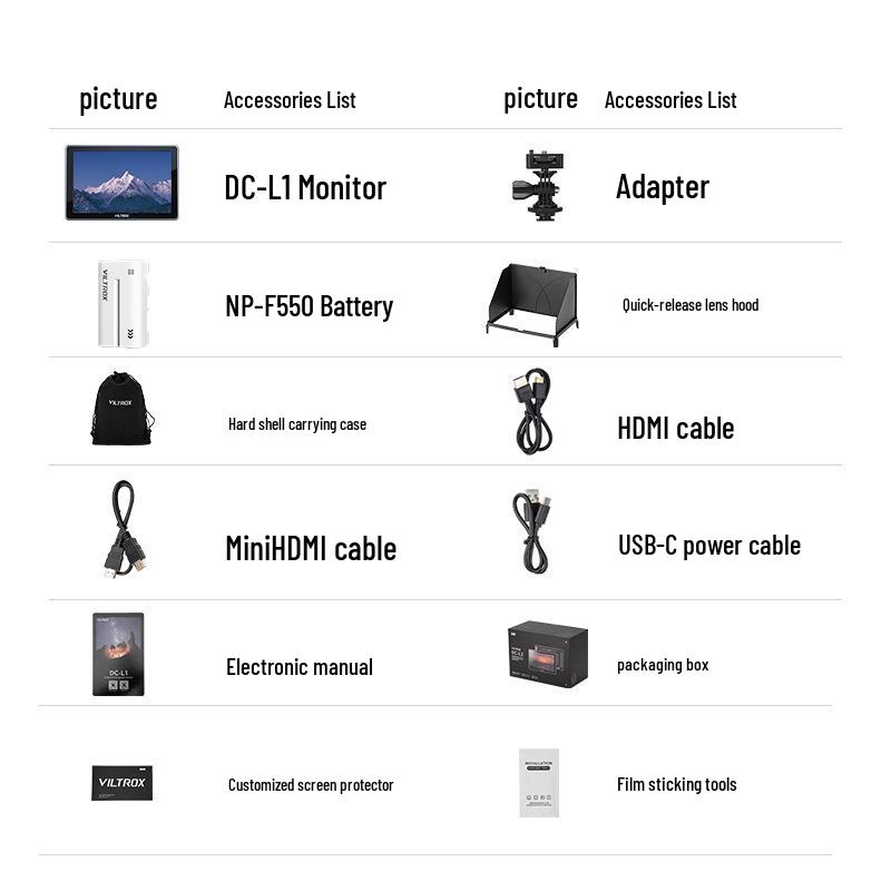 Viltrox DC-L1/2 7-дюймовый 4K SDI/HDMI сенсорный монитор для беззеркальных камер