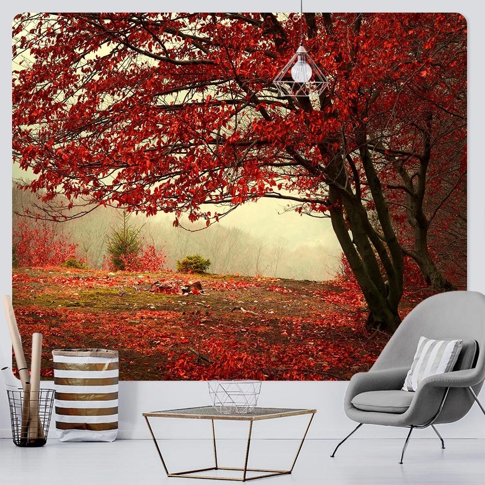 Autumn Forest Fallen Leaves Scenery Fashionable Home Decoration Tapestry Living Room Bedroom Tapestry
