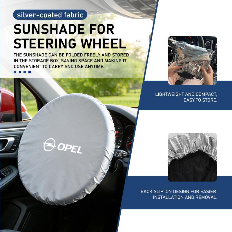 AAAYQ1 For Opel Car Steering Wheel Anti-Heat Sun Shade Cover Sunscreen Insulation Protect Shield Insignia Astra G J F K Vectra C H