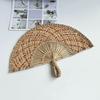 Handmade Straw Weaving Fan Natural Sea Grass Raffia Hand Fan Semicircular Woven Palm Leaf Handheld Fan Summer Cooling Fan Wedding Party Decoration