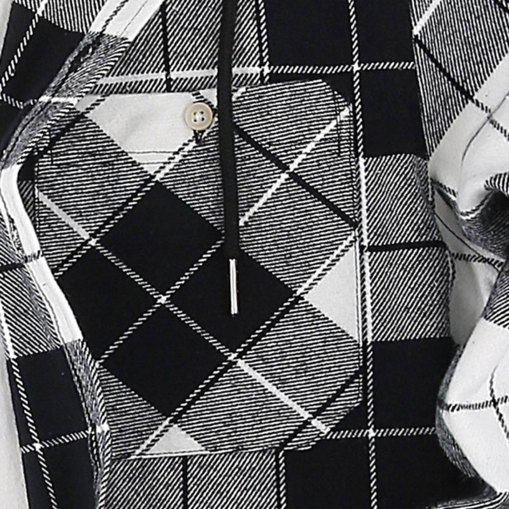 New Hooded Men's Plaid Shirts Long Sleeved Casual Flannel Loose Coat Fashion Street Style Men's Sports Shirt Jacket Male Clothes