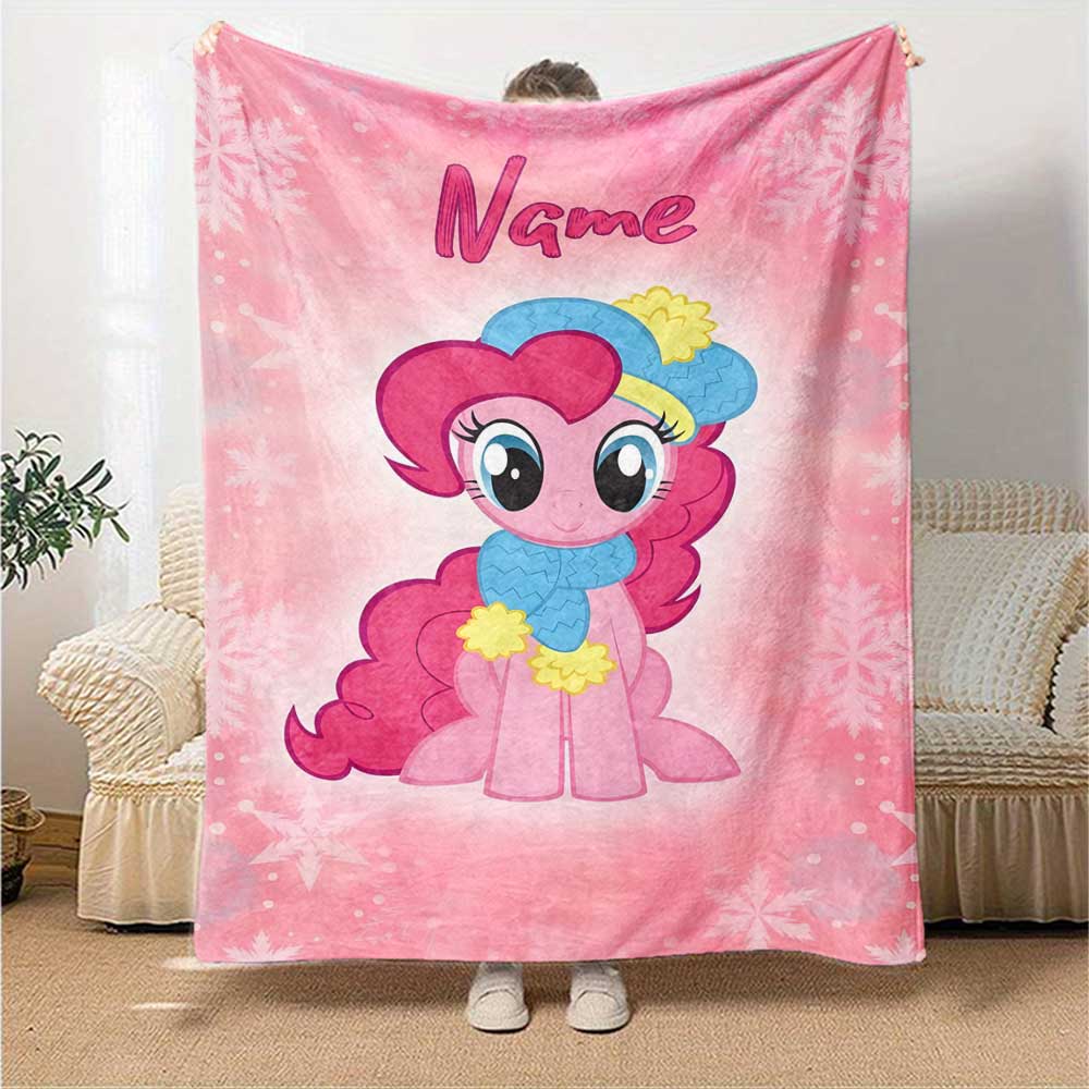 Little Pony (11) Personalized Text Blanket Multi-purpose Customizable Blanket Durable Comfort Perfect for Office Office Chair Livingroom Picnics