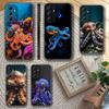 Чехол для телефона с изображением осьминога и морской жизни для Samsung S 25,24,23,22,30,21,10,9,Ultra,Plus,Lite,FE,4,5 G Мягкий черный чехол