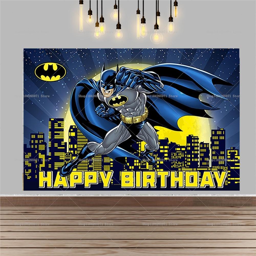 Cartoon Batman Super Hero Backdrop Gotham City Theme Kids Boys Birthday Party Decor Baby Shower Photography Background