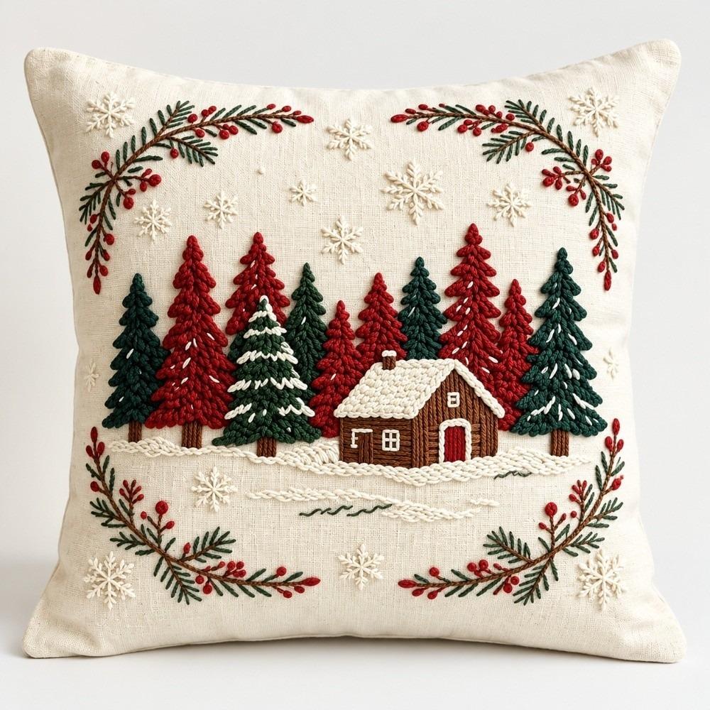 Santa Claus Christmas Pillow Cover Cartoon Print Throw Pillow Case New Cushion Cover Holiday