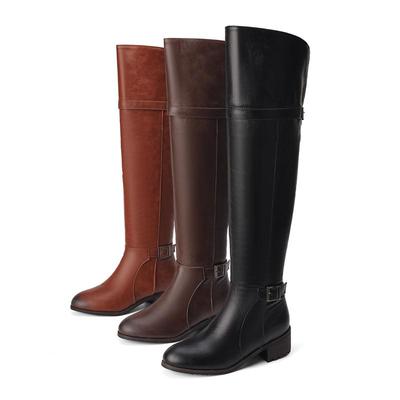 8. Женские длинные сапоги на низком каблуке, однотонный темперамент, женские ботинки, ботинки martin, женская обувь большого размера.