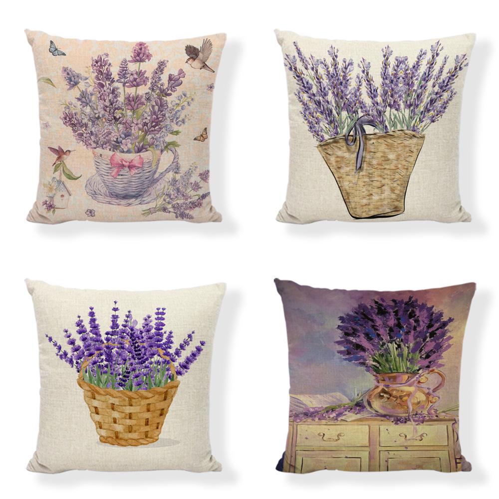 Наволочка «Благослови этот дом» лавандового цвета, 45x45 см, фиолетовая наволочка для диванной подушки для декора гостиной