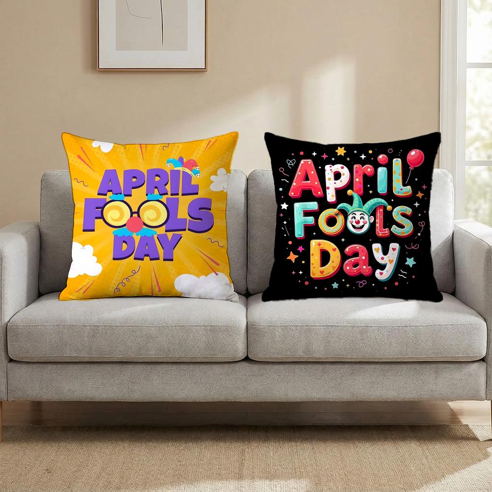 Holiday April Fools' Day Cushion Cover Cushion Cover Set 4Pcs 50X50 45X45 40X40 Pillowcase Decorative Sofa Home Decor