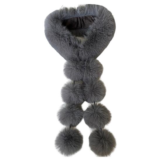Faux Fur Scarf with Magnetic Closure Solid Color Soft Plush Design Scarf Wrap Windproof