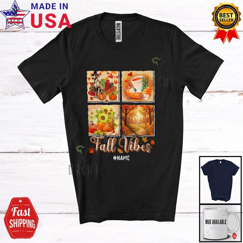 Fall Amazing Thanksgiving Custom Name Whippet Owner Plaid Family T-Shirt