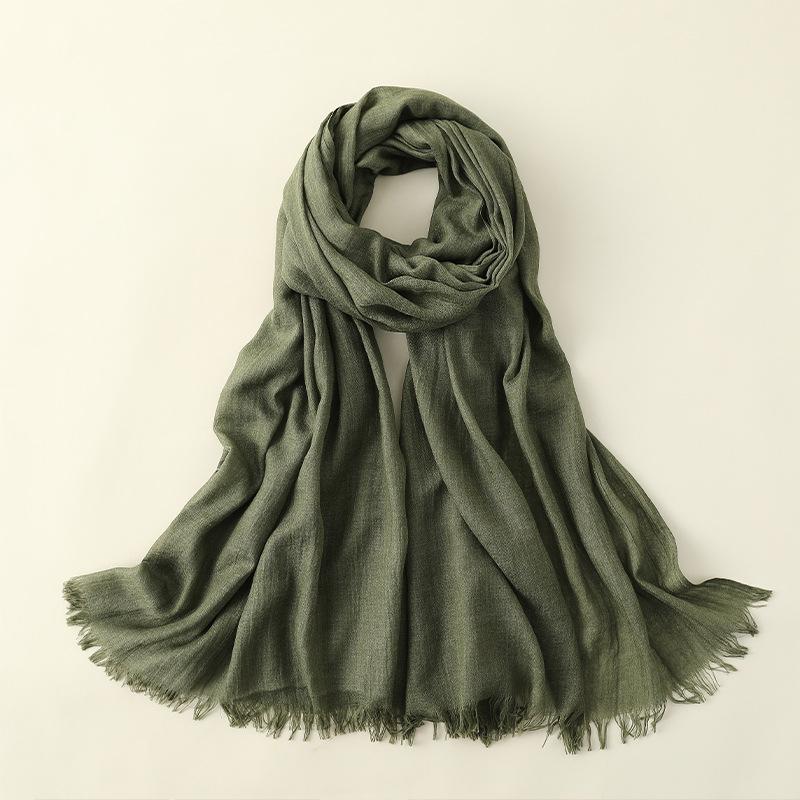 Spring And Summer Silk Scarves Women'S Fashion Sunscreen Sunshade Beach Large Long Scarves Solid Color Cotton And Linen Silk Scarves Scarves