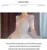 2025 Vintage French Long Sleeve Wedding Dress with Heavy Train and High-End Texture