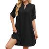 Женские весенние и летние новые однотонные свободные платья-рубашки с рукавами средней длины и застежкой на пуговицы для женщин