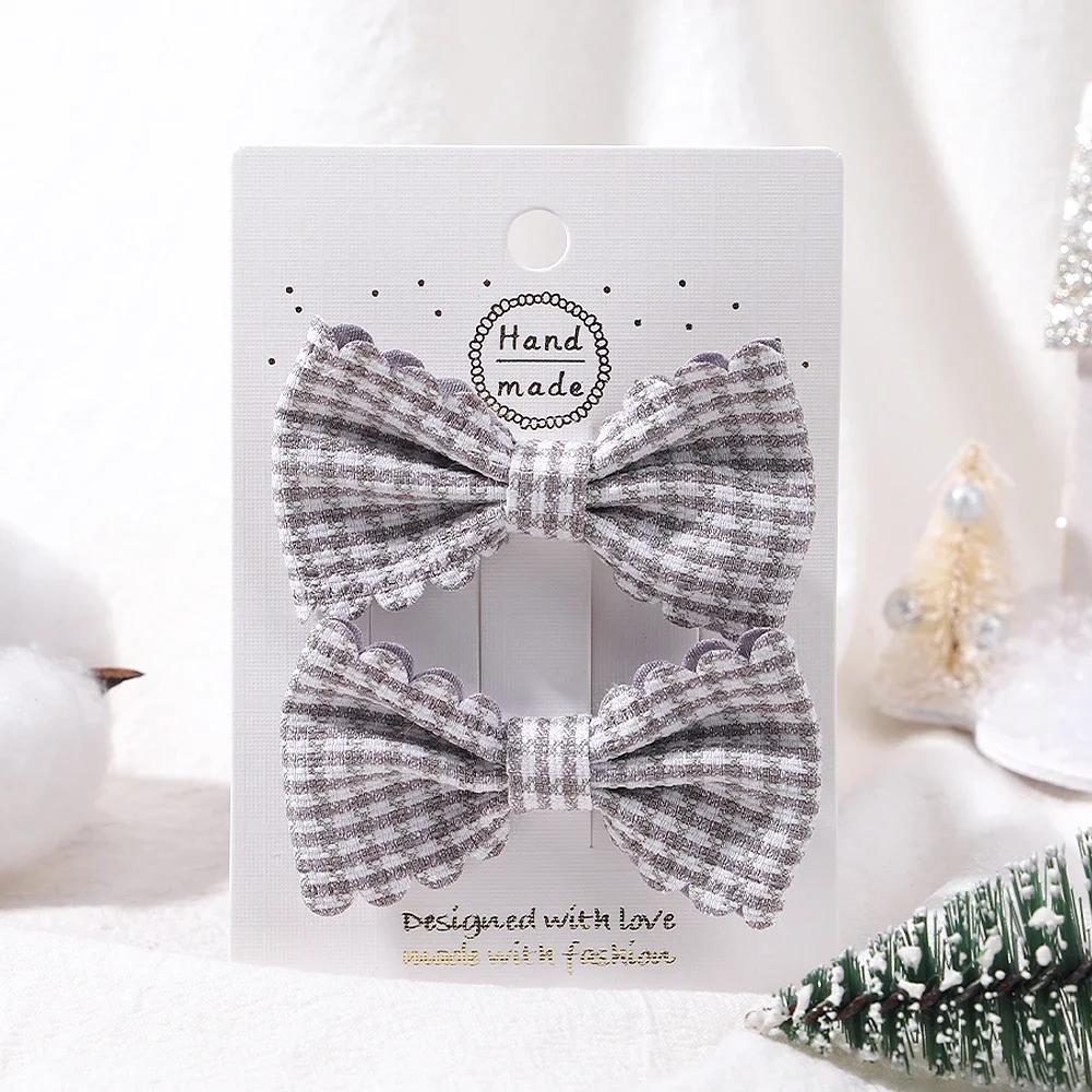 2 шт./компл. Однотонные нейлоновые детские бантики Заколки для волос для маленьких девочек Ручной работы Бантик Заколка-автомат Фотографические аксессуары для волос