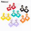 Pinkdudu 2024 Новые 12-цветные квадратные акриловые серьги-подвески, легкие роскошные многоцветные геометрические серьги для женщин, ювелирные изделия PD1488