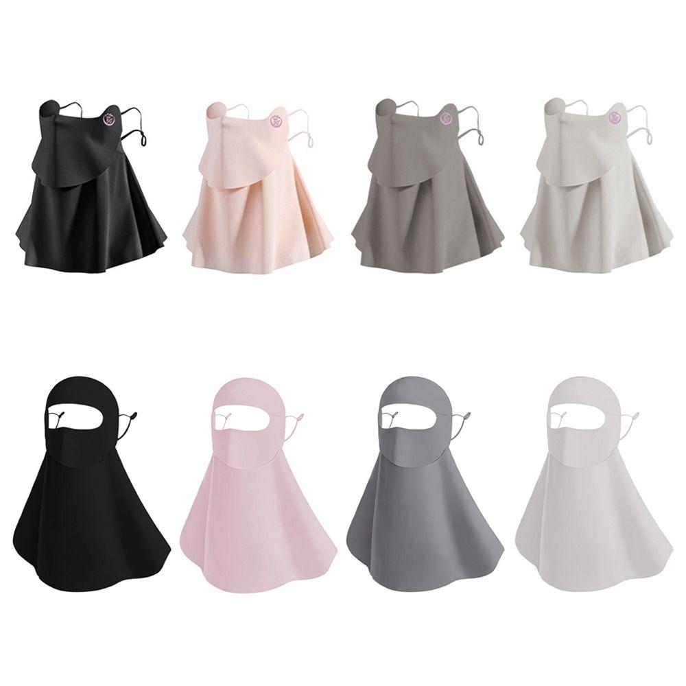 UV Protection Summer Breathable Mask Ice Silk Mask Integrated Facial Cover for Women