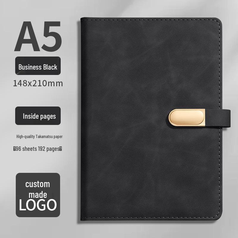 Custom Business Notebook with Metal Buckle and Pen Holder - Personalizable Logo Souvenir