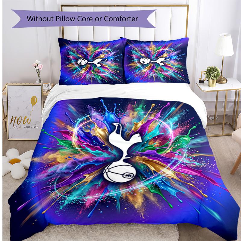 Tottenham Hotspur Pattern Printed 3PCS Bedding Set Soft Skin-Friendly Washable Duvet Cover & Pillowcases Set All Season Bedroom