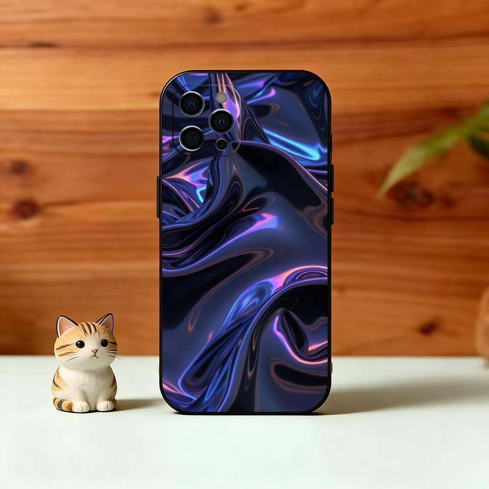Металлический узор Чехол для телефона Для iPhone 17, 16, 15, 14, 13, 12, 11 Plus, Pro Max, Другие Мягкий черный чехол