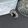 Full of diamonds hollow flower brushed personality retro atmosphere fashion ring cold wind niche simple versatile ring