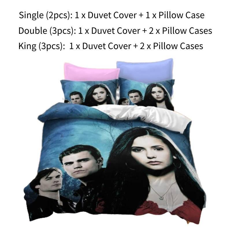 Комплект постельного белья с 3D-принтом «Дневник вампира», мягкий и прочный материал из полиэфирного волокна