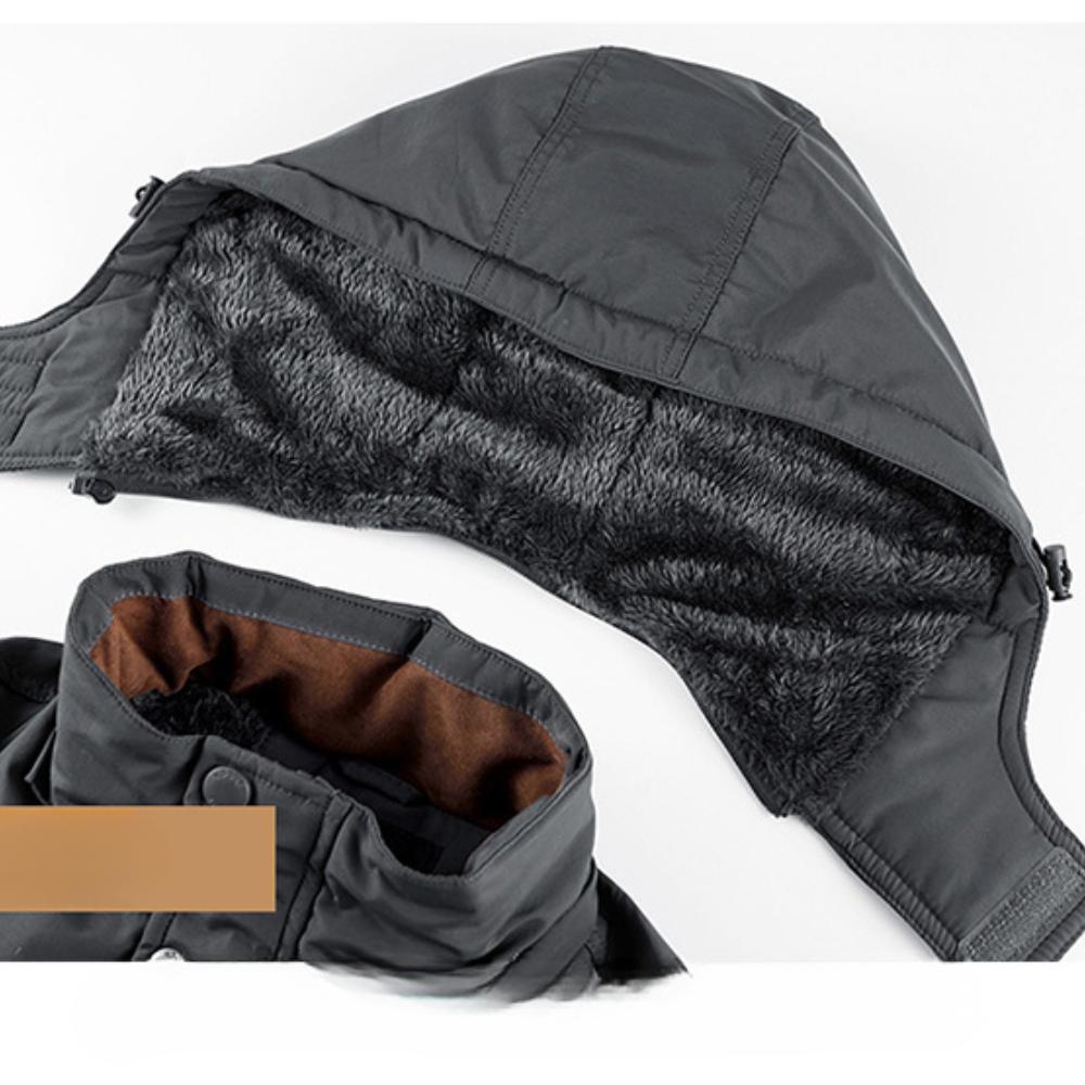Men's Winter Hooded Jacket Thick Fleece Lined Parka Coat with Multiple Pockets