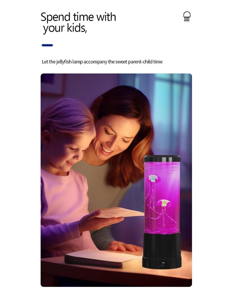 Creative 10" LED Jellyfish Lamp, USB-Powered, Color-Changing Cylindrical Night Light