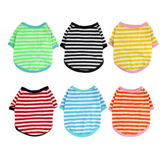 Dogs Striped T-Shirt Pet Round Neck Tee Shirt Short Sleeve Casual Pullover Puppy Apparel for Small Medium Dogs
