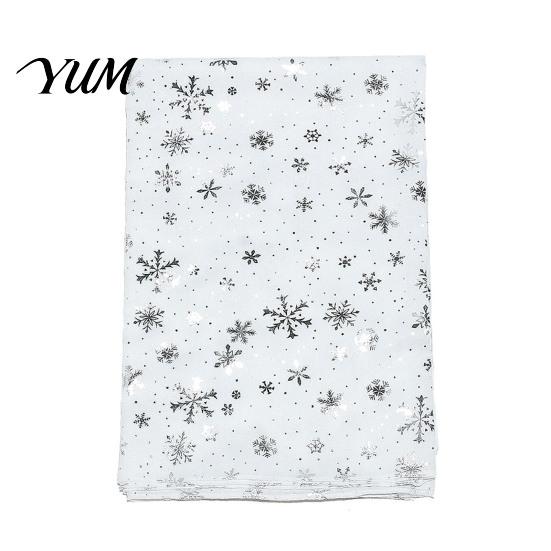 Holiday Gathering Accessory Glitter Sparkly Foil Snowflake Print Scarf for Women, Christmas Warm Neck Theme Shawl Wrap, Fall Winter Lightweight