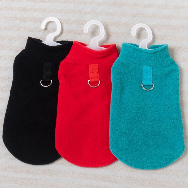 Thick Polar Fleece Dog Sweatshirt with Leash Attachment - Universal Pet Clothing for Autumn and Winter