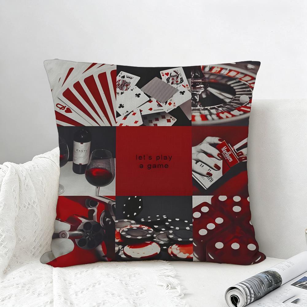 Casino Chances Casino Cushion Cover Natural Linen Pillowcase Set AllinOne Decor for Sofa Bedroom Chair