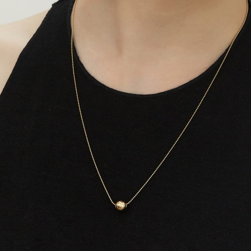 LUNNE Серебро 925 8мм Шарик Подвеска Длинное Ожерелье #LSN57