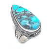 Кольцо из серебра 925 пробы с натуральным тибетским бирюзовым камнем, размер 8 l7p48