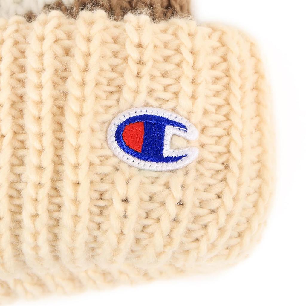 Champion Knit Cap Fleece Lined Ivory Pom-Pom 492-0084