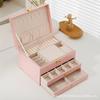 Multifunctional Jewelry Box Large Three-layer Leather Jewelry Storage Box with Lock Earrings Jewelry Box Earrings Storage Box