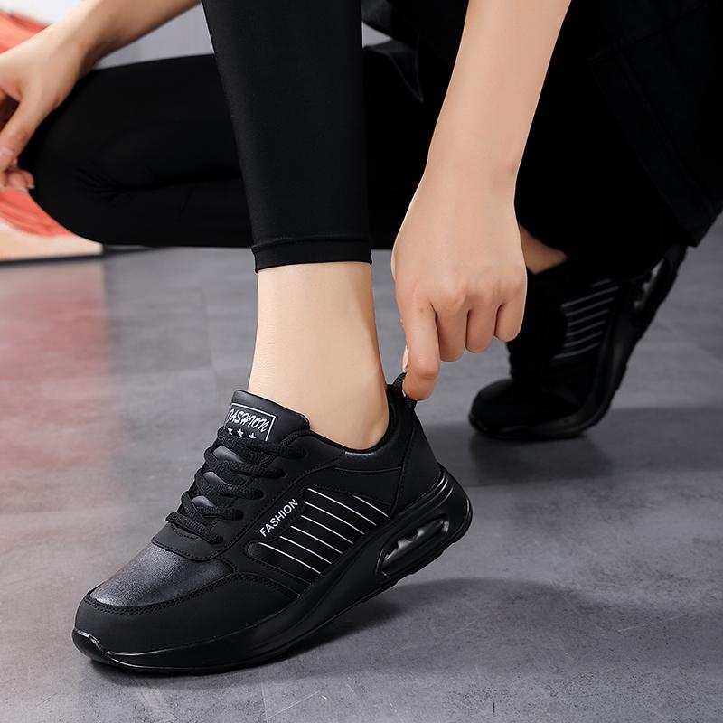 Женские черные кроссовки для бега, повседневная спортивная обувь, кроссовки для ходьбы, большие размеры