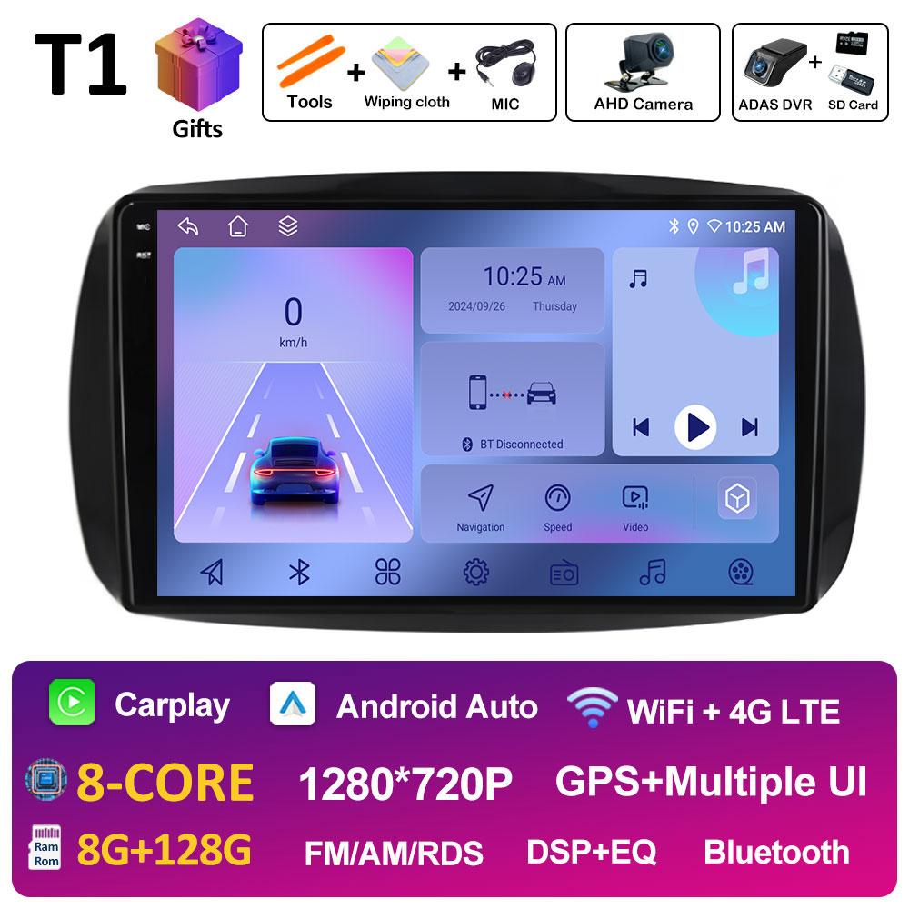 GPS Навигация Для Mercedes Smart 453 Fortwo 2014 2015 2016 2017 - 2020 Android Auto DSP Стерео QLED IPS Экран 4G Аксессуары