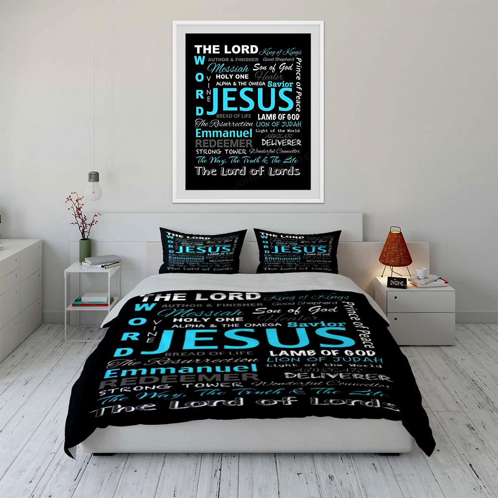 Christian Bedding Set with Religious Words Bedding set (1 duvet cover, 2 pillowcases, duvet not included)