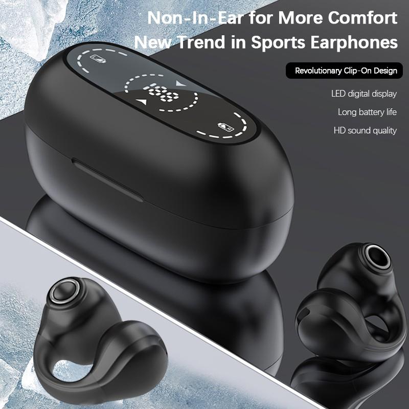 Bluetooth 5,3, беспроводные наушники-вкладыши с открытым ухом, наушники-крючки с микрофоном для спорта, бега, вождения, гарнитура