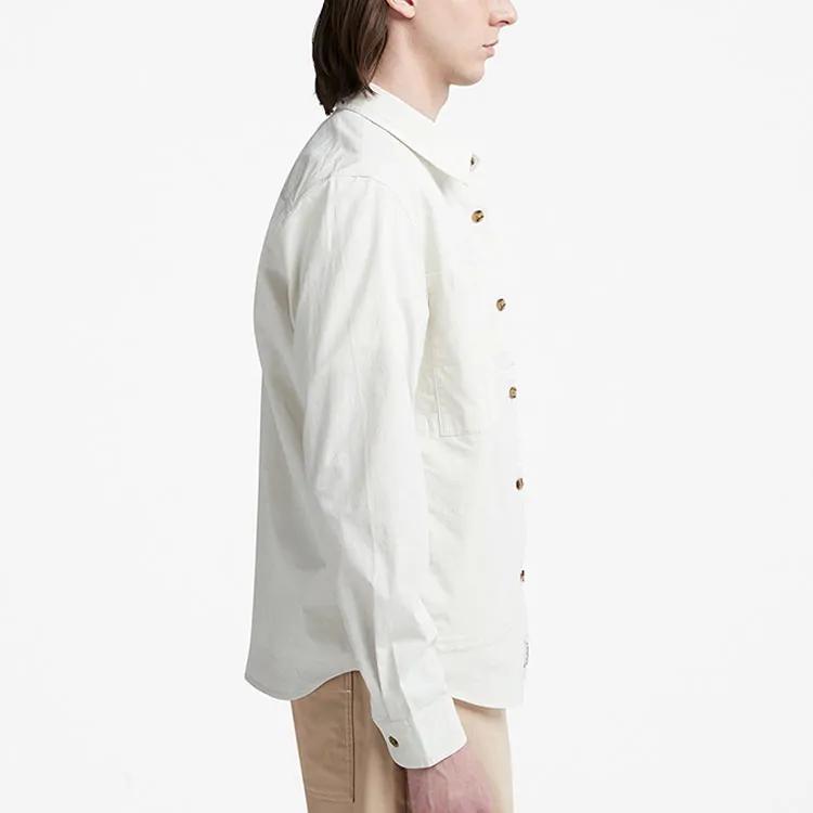 Timberland Shirts Men's Vintage White Lapel Moderate Shirt (Unisex) Shirts A61T9 CM9