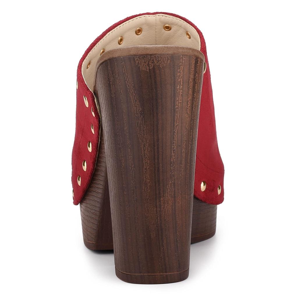 Женские шлепанцы-мюли Allegra K с открытым носком на платформе и толстом каблуке, Красные, Размер 25,5 см