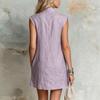 Женское повседневное платье-рубашка без рукавов с воротником-стойкой и молнией на половину, свободного кроя, для отпуска, легкий, расслабленный стиль
