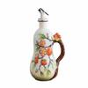 Ceramic Oil Bottle with Pouring Spout Sturdy Soy Sauce Dispenser Hinged Cap