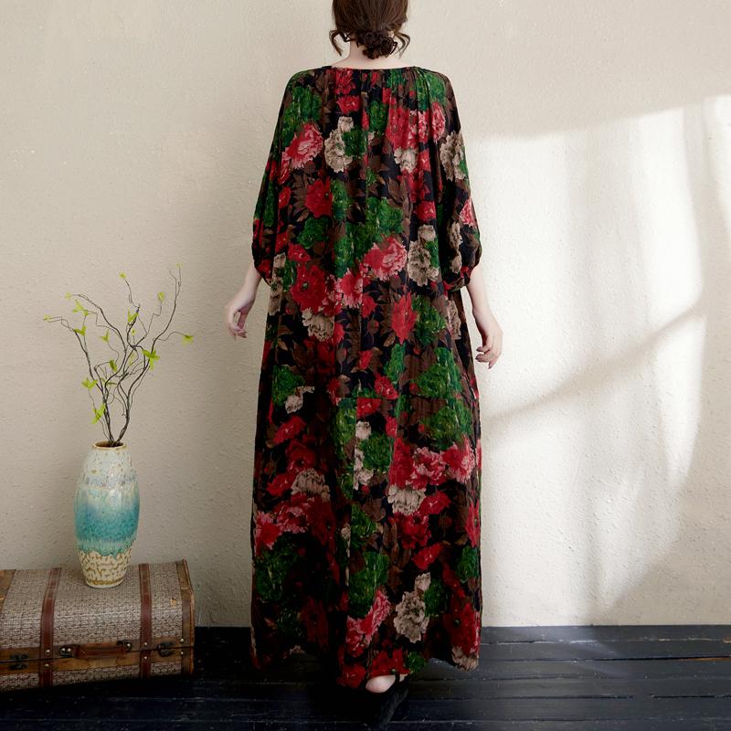 Dimanaf 2025 Летнее платье больших размеров для женщин, повседневное, винтажное, базовое, цветочное, длинное, пляжное, элегантное, свободное платье