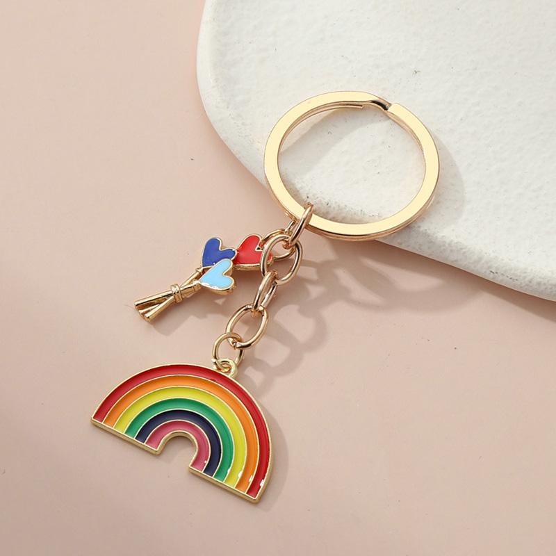 Брелки для ключей с изображением радуги и самолета, кольца, декоративные держатели, подвески, подарочные аксессуары