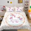 Прекрасный комплект пододеяльников с единорогом, комплект постельного белья, чехол с принтом единорога, домашняя постельная одежда для девочек, одноместный, двуспальный, покрывало на кровать, мягкая наволочка