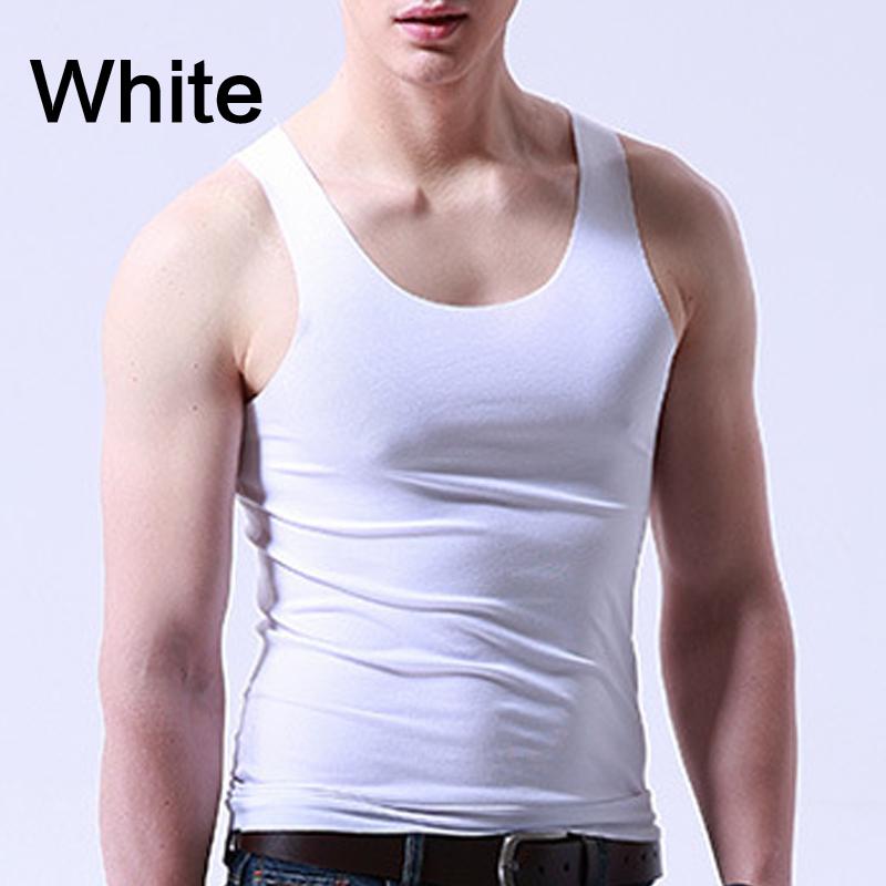 1 шт., повседневная тонкая облегающая майка, мужская бесшовная майка из ледяного шелка, надувной топ, однотонный эластичный модный топ